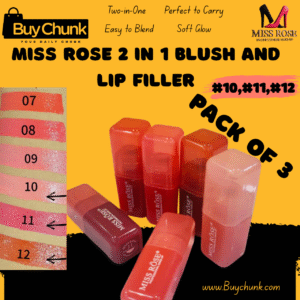 Pack Of 3 Miss Rose 2 in 1 Blush And Lip Filler Set B