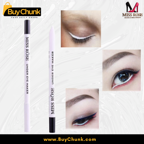 Demonstration of Miss Rose under Eye Marker applied along waterline for brightening effect