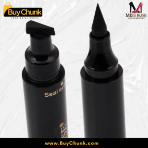 Opened Miss Rose Magic Eyeliner revealing the fine pen tip and seal stamp tip