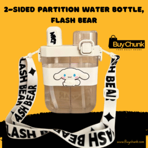 Flash Bear 2-Sided Partition Water Bottle with bold printed shoulder strap