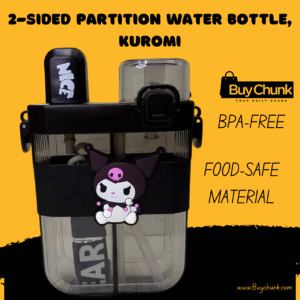 2-Sided Partition Water Bottle, Kuromi front view