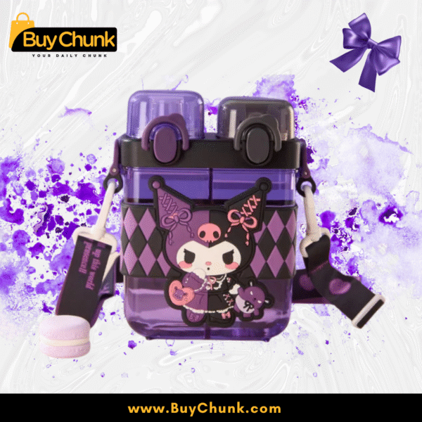 Kuromi dual drink bottle with adjustable strap