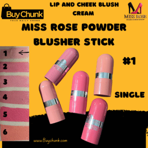 Swipe swatch image of Miss Rose Powder Blusher Stick shade #1 pale peach‑pink on arm