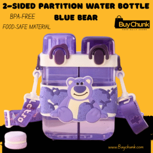 Front view of 2-Sided Partition Water Bottle Blue Bear