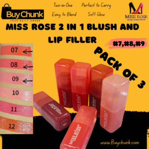 Pack Of 3 Miss Rose 2 in 1 Blush And Lip Filler Set A