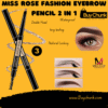 Miss Rose Fashion Eyebrow Pencil 2‑in‑1 displaying both slanted tip and spoolie brush—double‑ended for precision and blending