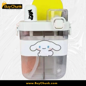 Flash Bear 2-Sided Partition Water Bottle front view with white lid and cute bear design