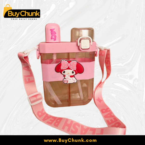 My Melody water bottle with adjustable carrying strap