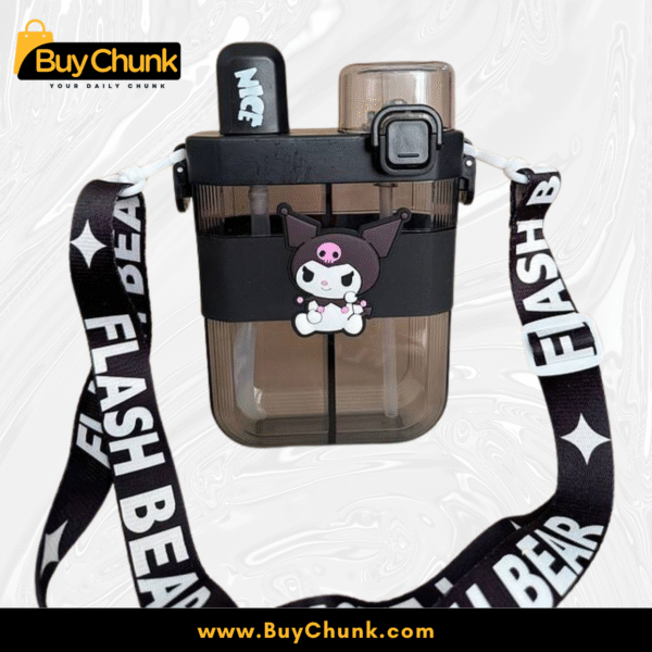 Kuromi 2-Sided Water Bottle with adjustable strap