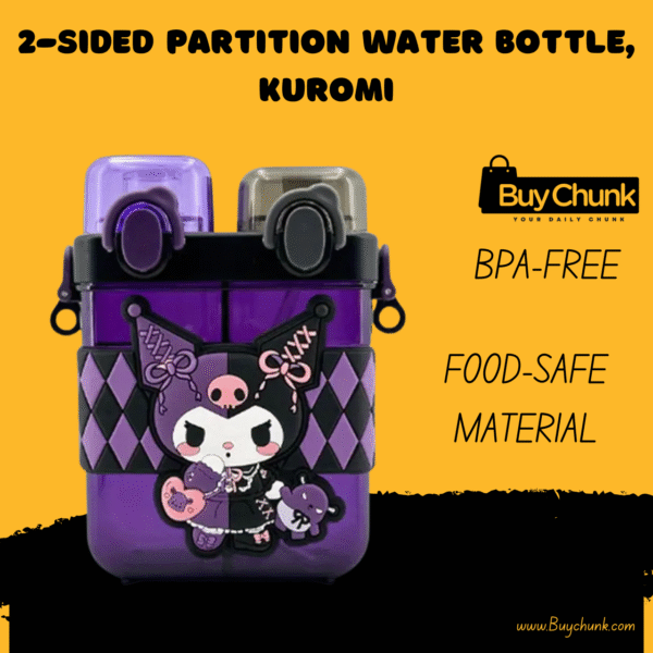 Kuromi 2-Sided Partition Water Bottle front view