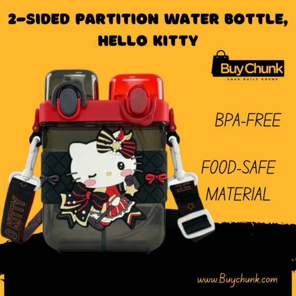Front view of Hello Kitty 2-Sided Partition Water Bottle
