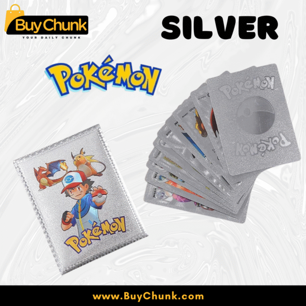 Silver Pokémon foil card pack with Ash and Pikachu on cover