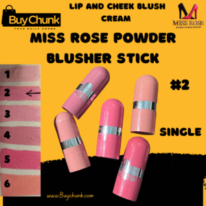 Swatch of shade #2 mid‑pink tone of Miss Rose Powder Blusher Stick Shade 2 on skin