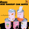 Mini Makeup Can Wipes in pink can with cat design, front view