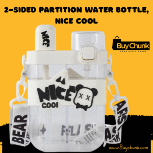 Nice Cool 2-Sided Partition Water Bottle front Side with strap and panda logo