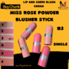 Swatch of shade #3 mid‑pink tone of Miss Rose Powder Blusher Stick Shade 3 on skin