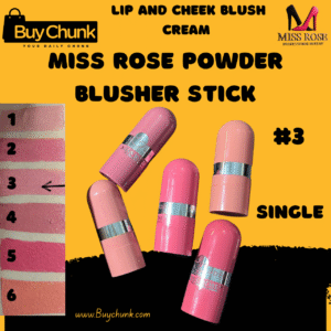 Swatch of shade #3 mid‑pink tone of Miss Rose Powder Blusher Stick Shade 3 on skin