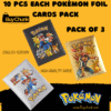 Pokémon foil cards pack of 3 in golden, silver, and black versions