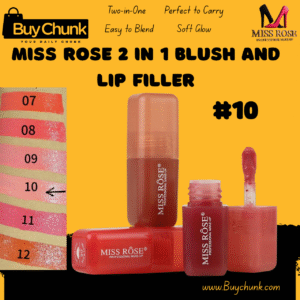Miss Rose 2 in 1 Blush And Lip Filler Shade 10 coral on Pakistani skin