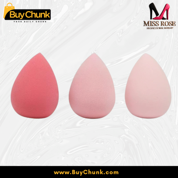 Miss Rose Beauty Blenders on white backdrop showing diverse pastel shades: peach, pink, brown