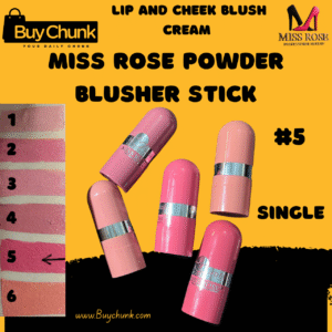 Swatch of shade #5 mid‑pink tone of Miss Rose Powder Blusher Stick Shade 5 on skin