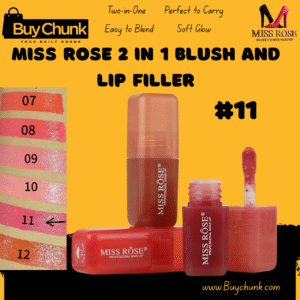 Miss Rose 2 in 1 Blush And Lip Filler Shade 11 coral on Pakistani skin