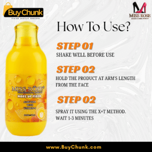 Step-by-step usage instructions for Miss Rose makeup fixer aloe vera with vitamin-e