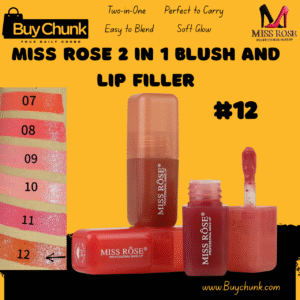 Miss Rose 2 in 1 Blush And Lip Filler Shade 12 coral on Pakistani skin