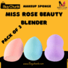 Pack of 3 Miss Rose Beauty Blender in bright pink with BuyChunk and Miss Rose logos