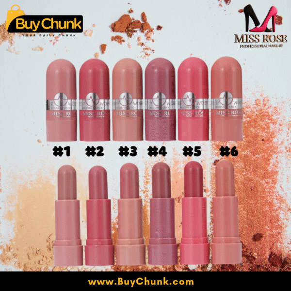 Miss Rose Powder Blusher Stick partially extended showing creamy texture ready for application