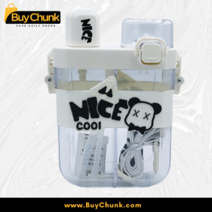 2 Sided Partition Water Bottle Nice Cool held in hand, showing scale