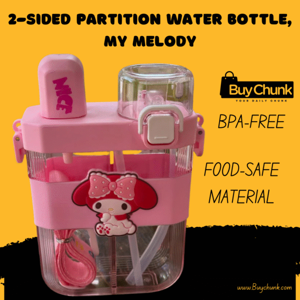 My Melody 2-Sided Partition Water Bottle with dual compartments