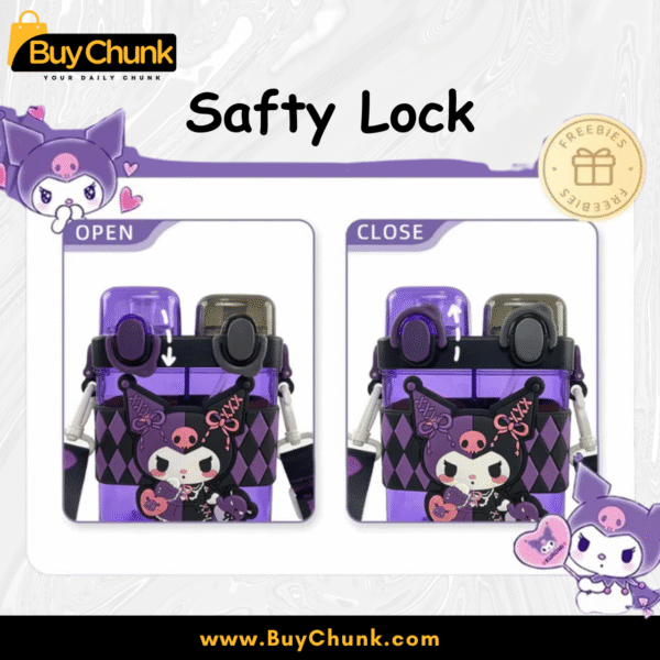 Safety lock mechanism on Kuromi bottle