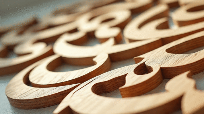 Walnut Islamic wooden calligraphy wall panel with fine finish