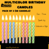 Multicolor Birthday Candles Pack of 2 . 20 multicolour striped birthday candles for cake decoration in Pakistan