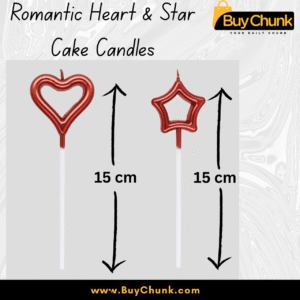 Close-up of 15 cm tall Romantic Heart & Star Cake Candles