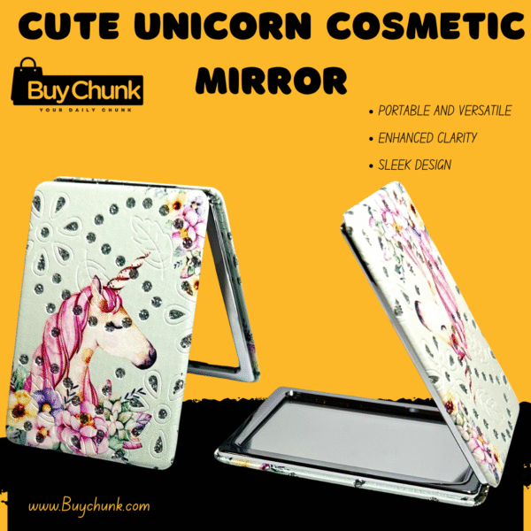 Cute Unicorn Cosmetic Mirror – Portable, Foldable Makeup Mirror with Enhanced Clarity & Sleek Design | Perfect for Travel & Everyday Use