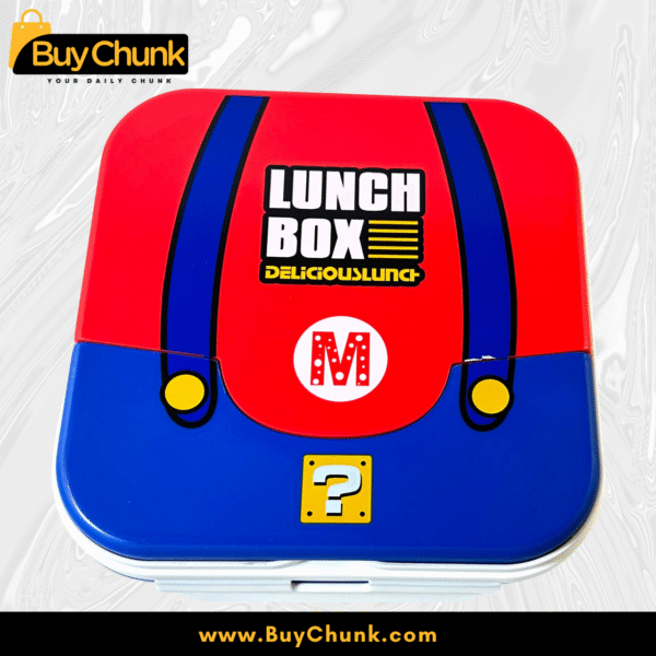 Small Mario Print Lunch Box for Kids – BPA-Free, 3-Section Food Container with Built-In Spoon | Transparent & Compact School Lunch Box