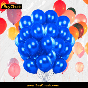 Metallic Latex Chrome Balloons in Blue Pack of 50 | Sparkling, Bold & Perfect for Vibrant Party Decor