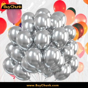 Metallic Latex Chrome Balloons in Silver Pack of 50 | Sleek, Shiny & Perfect for Elegant Party Decor