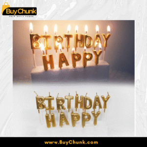 Golden 'Happy Birthday' Letter Candles | Sparkling, Elegant & Perfect for Memorable Celebrations