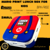 Small Mario Print Lunch Box for Kids – BPA-Free, 3-Section Food Container with Built-In Spoon | Transparent & Compact School Lunch Box