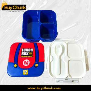 Small Mario Print Lunch Box for Kids – BPA-Free, 3-Section Food Container with Built-In Spoon | Transparent & Compact School Lunch Box