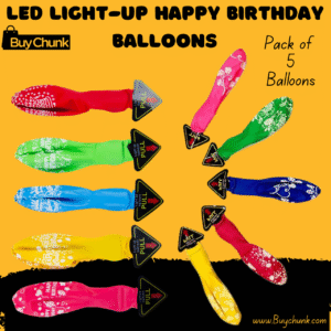Bright LED Light-Up Happy Birthday Balloons – Pack of 5 . Glowing colours