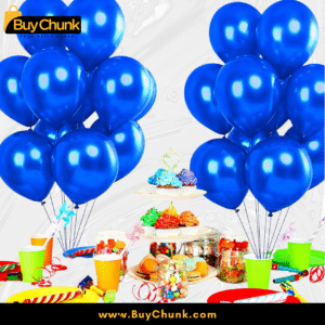 Metallic Latex Chrome Balloons in Blue Pack of 50 | Sparkling, Bold & Perfect for Vibrant Party Decor