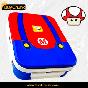 Super Mario Lunch Box for Kids Large, 3-Section BPA-Free Food Container with Built-In Spoon | Cute School Lunch Box with Red & Blue Design
