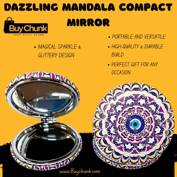 Dazzling Mandala Compact Mirror - Bold Colors, Shimmering Accents & Timeless Charm