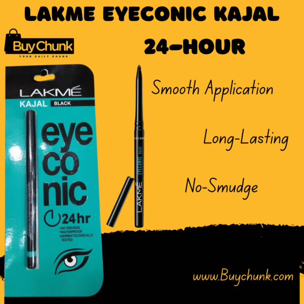 Lakme Eyeconic Kajal | 24-Hour Waterproof, Smudge-Proof & Perfect for Bold, Dramatic Eyes