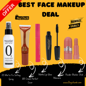 Miss Rose Face Makeup Bundle Deal with BB Cream, blusher, mascara, lip gloss and spray