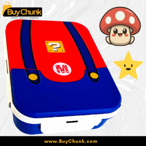Super Mario Lunch Box for Kids Large, 3-Section BPA-Free Food Container with Built-In Spoon | Cute School Lunch Box with Red & Blue Design